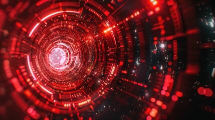 Obraz premium Red futuristic technology background with organic motion