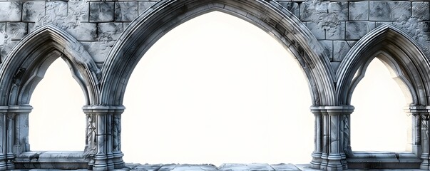 Majestic Gothic Arch Frame with Medieval Stone Elements for Historical Themes and