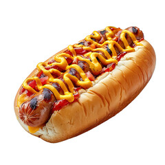 fast food hotdog isolated on transparent background ,generative ai