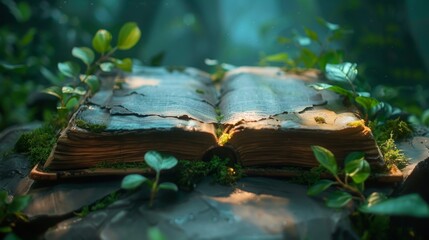 Divine Inception: The Birth of Earth, Life, and Boundless Creation. Ethereal, atmospheric landscape evokes wonder at the origins and unfolding of the natural world.