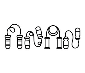 skipping rope icon vector line design simple outline black white symbol illustration collections sets 