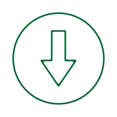 Download icons set design.Round down arrow line icon for apps and websites collection.Downloading vector icon.Down arrow icon vector symbol.
