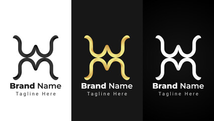 Letter WM Star Logo, combination logo of letter W and M arranged that form star negative space