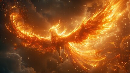 An image of a phoenix rising from ashes, symbolizing rebirth and the triumph of freedom over oppression.