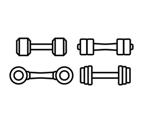 barbell dumbbells icons vector design line black white outline illustration symbol collections sets isolated
