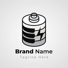 Piano Battery Logo, combination piano tuts forms battery icon