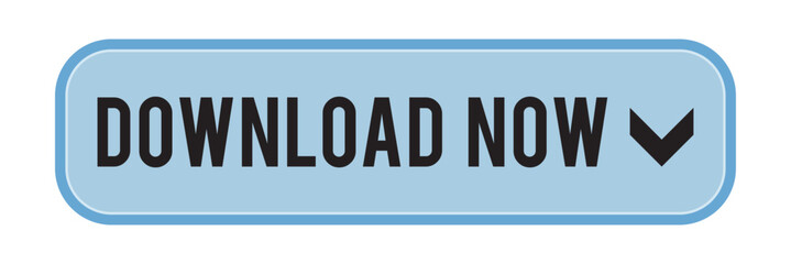 Blue download now button with download icon isolated.