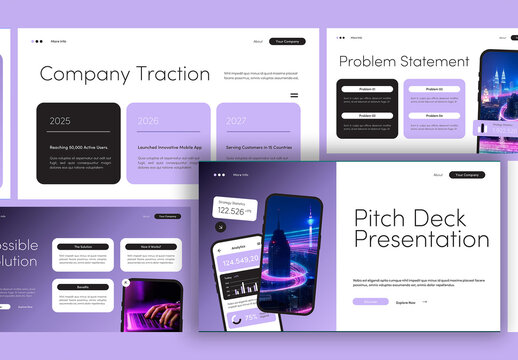 Purple Black Modern Pitch Deck Presentation