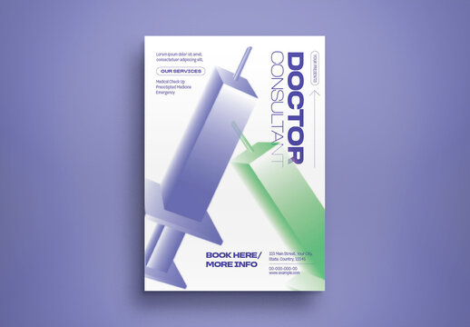 Purple Gradient Doctor Consultant Flyer Layout