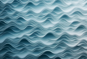 Obraz premium Abstract image of layered, wavy, blue and white patterns resembling ocean waves or sand dunes.