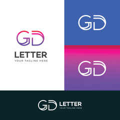 GD, DG letter logo design template elements. Modern abstract digital alphabet letter logo.