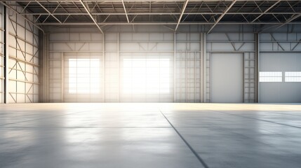 Empty warehouse with numerous windows