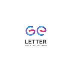 Fototapeta premium 3D GE, EG letter logo design template elements. Modern abstract digital alphabet letter logo.