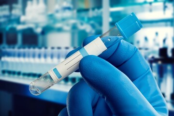 doctor holding test Blood tube for study