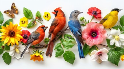 Nature's Vibrant Tapestry: Blooming Botanicals, Radiant Wildlife, and the Enchanting Cycles of Seasons. Photorealistic landscape captures the breathtaking beauty and harmonious diversity of the natura