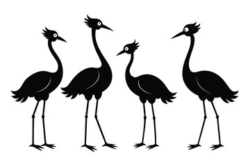 Set of African jacana Silhouette Vector on a white background