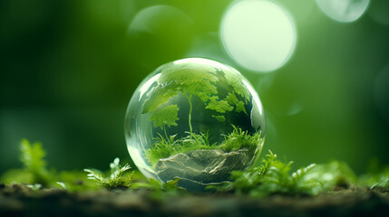 The earth on futuristic green background, Wold Environment Day and Earth.