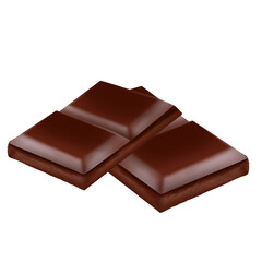 Milk chocolate bar isolated on transparent background,Desser