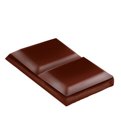 Milk chocolate bar isolated on transparent background,Desser