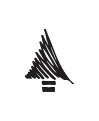 Christmas tree for holiday in flat style. Vector illustration. 