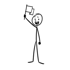 stick figure standing holding a waving flag