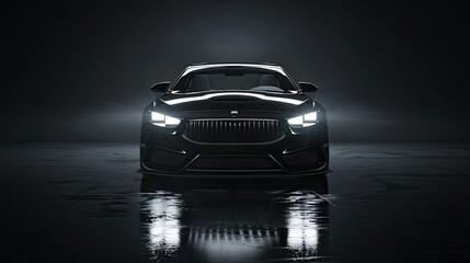 auto sport light Black vehicle headlamp modern banner lamp black shine automotive model background car detail grey 