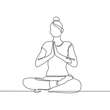 recommend clip art: Woman Yoga Continuous One Line Drawing. Woman Meditation Silhouette Line Drawing. Lotus Pose Concept for Modern Minimal Design. Relaxation One Line Illustration. Vector EPS 10