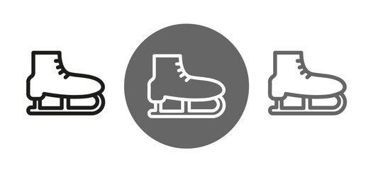 Ice skating icon in different editable styles, skater shoes in filled and outlined style