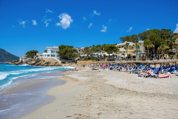 Beautiful beach and sea in Sant Elm village, Majorca island, Spain