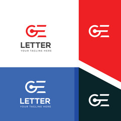 GE, EG letter logo design template elements. Modern abstract digital alphabet letter logo.