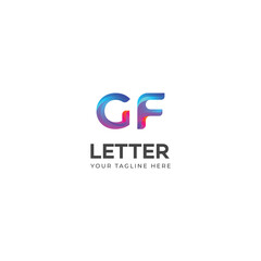 3D GF, FG letter logo design template elements. Modern abstract digital alphabet letter logo.