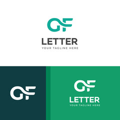 GF, FG letter logo design template elements. Modern abstract digital alphabet letter logo.