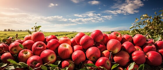 Wide view of apple orchard with ripe fruit