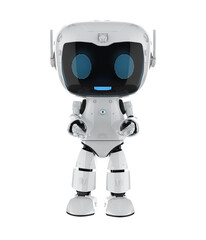 Cute and small artificial intelligence personal assistant robot open hand isolated