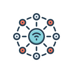 Color illustration icon for network