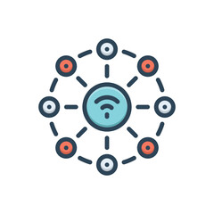 Color illustration icon for network