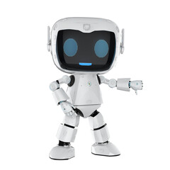 Cute and small artificial intelligence personal assistant robot dislike isolated