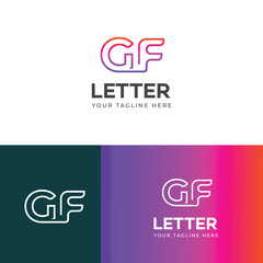 GF, FG letter logo design template elements. Modern abstract digital alphabet letter logo.