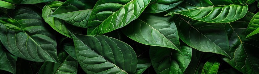 Obraz premium Capture the essence of eco-friendly fertilizers in a close-up, focusing on vibrant, lush green leaves and natural, organic textures Utilize photorealistic digital techniques