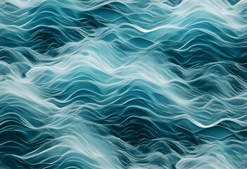 Fototapeta premium Abstract digital art depicting flowing, wavy lines in shades of blue and white, resembling ocean waves.