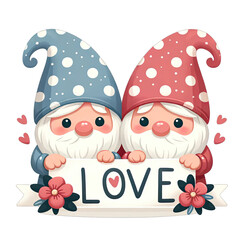 Obraz premium Enchanted Valentine's Day Gnome Clipart Series