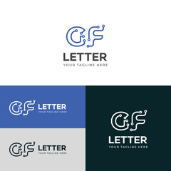 Technology GF, FG letter logo design template elements. Modern abstract digital alphabet letter logo.