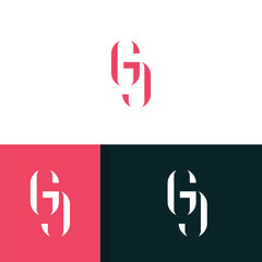 GJ, JG letter logo design template elements. Modern abstract digital alphabet letter logo.