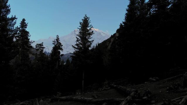 Aerial Reveals Nanga Parbat Mountain Pakistan Fairy Meadows National Park, Drone