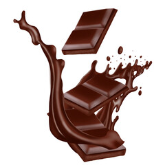 chocolate bar splash isolated on transparent background 