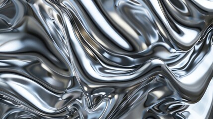 Macro photography of organic texture of liquid silver, background with closed up detailed natural metallic structure, AI generated image