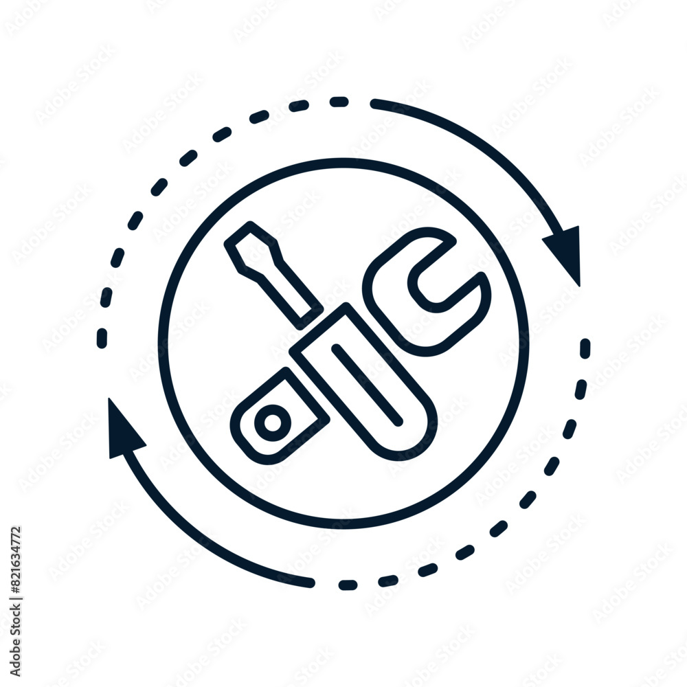 Poster updating, improving the technical capabilities of processes, equipment. .vector linear icon isolated