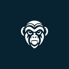 Minimalistic monkey logo design, monkey face modern and minimalistic vector logo design