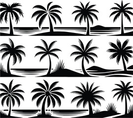 Fototapeta premium Palm tree silhouette vector
