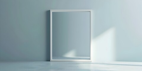 Obraz premium Minimal White Frame in Clean 3D Render on Gradient Grey Background with Copy Space for Digital Art and Branding Mockups